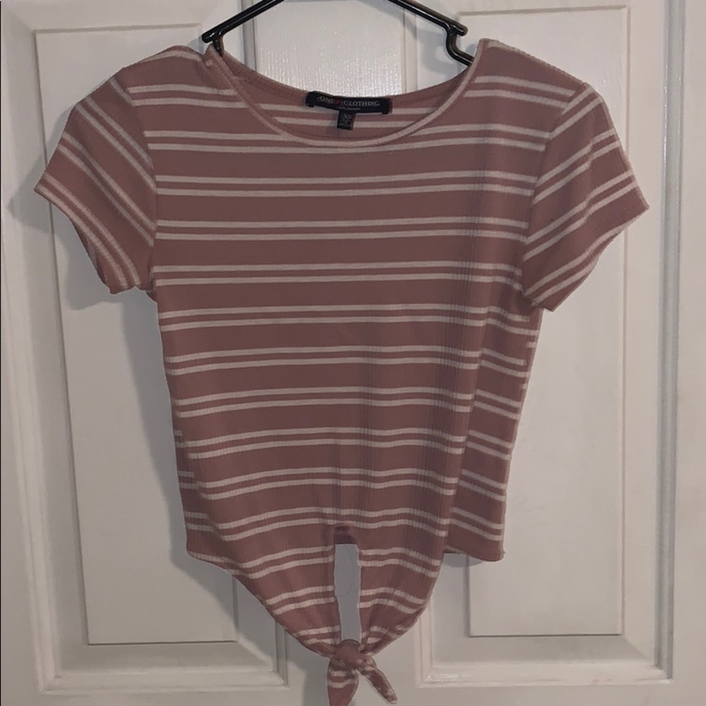 Cropped Tie Striped Tee